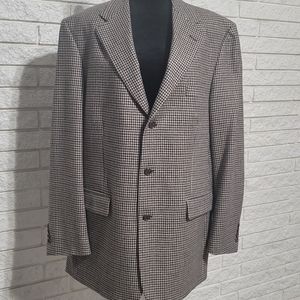 Bill Blass Mens blazer sport coat Jacket 44L wool  houndstooth READ